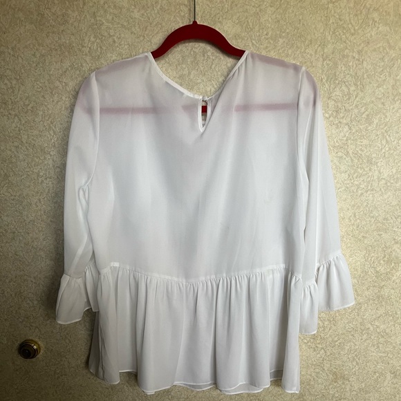 Neiman Marcus white blouse lace peplum NWT size XL - Picture 2 of 3